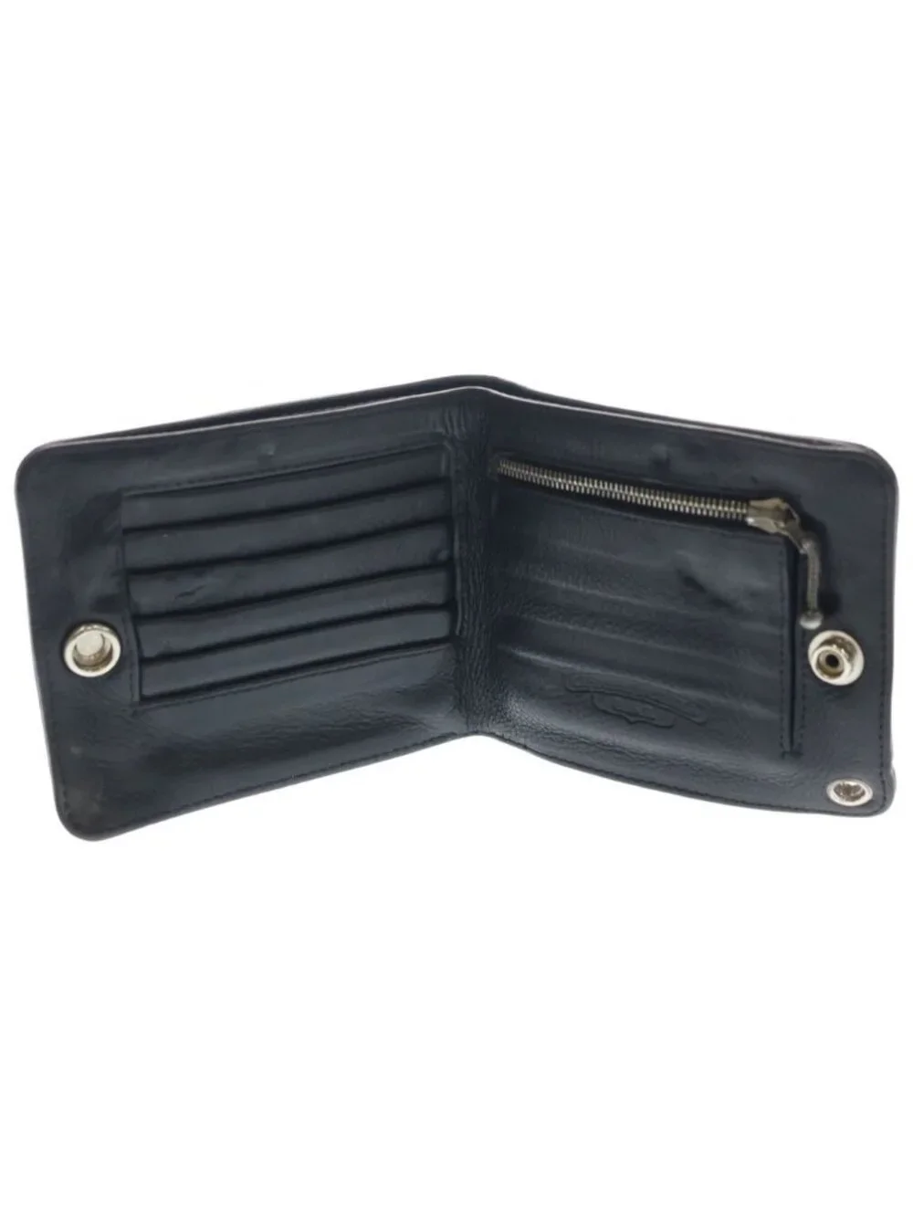 Chrome Hearts 1 Snap Cross Ball Button Leather Wallet Black
